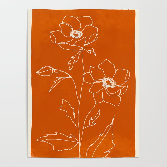 Line Drawing Flowers Poster Gallery Image 1