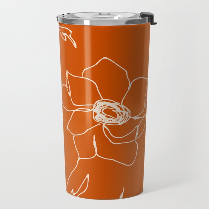 Line Drawing Flowers Travel Mug Gallery Image 2