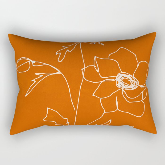 Line Drawing Flowers Rectangular Pillow Gallery Image 2