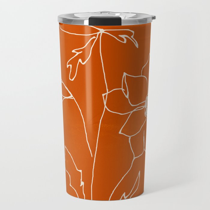 Line Drawing Flowers Travel Mug Gallery Image 1