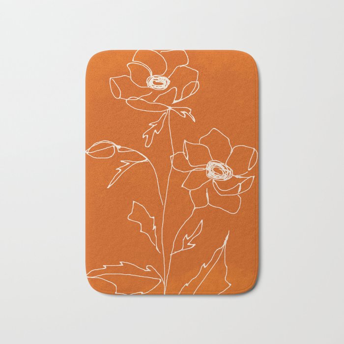 Line Drawing Flowers Bath Mat Gallery Image 1