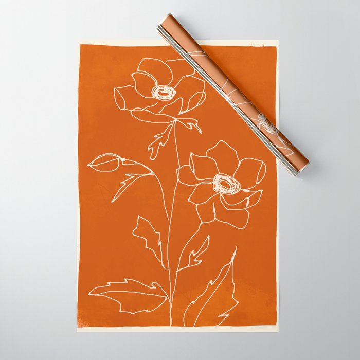 Line Drawing Flowers Wrapping Paper Gallery Image 1