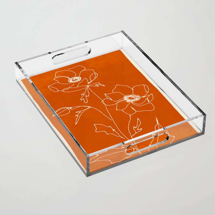 Line Drawing Flowers Acrylic Tray Gallery Image 1