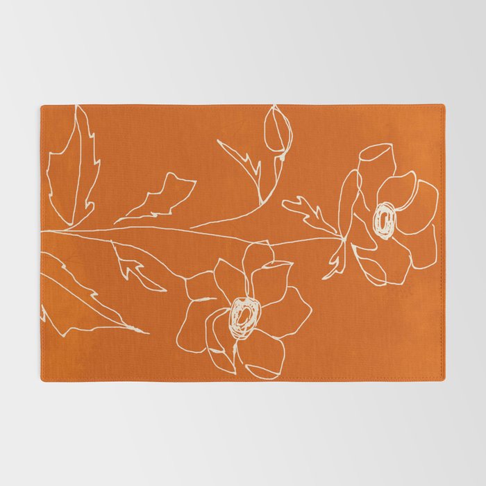 Line Drawing Flowers Rug Gallery Image 2