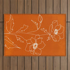 Line Drawing Flowers Outdoor Rug Gallery Image 1
