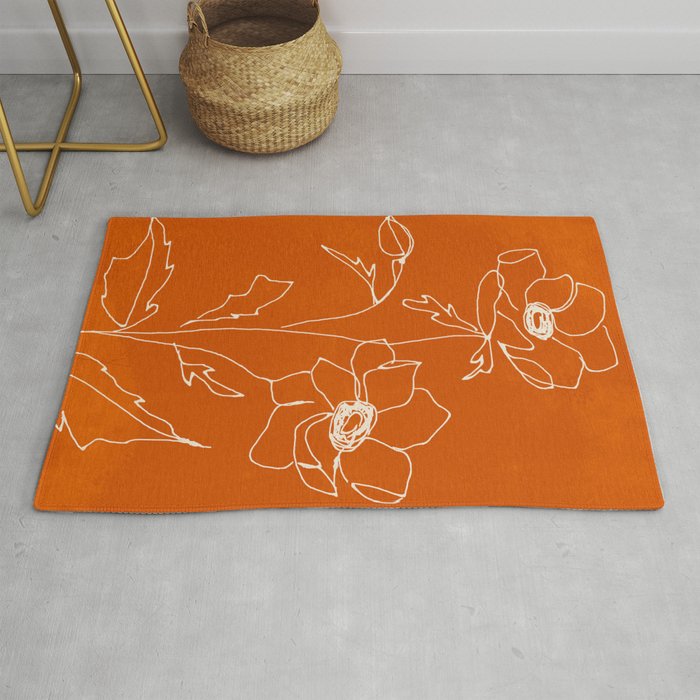 Line Drawing Flowers Rug Gallery Image 1