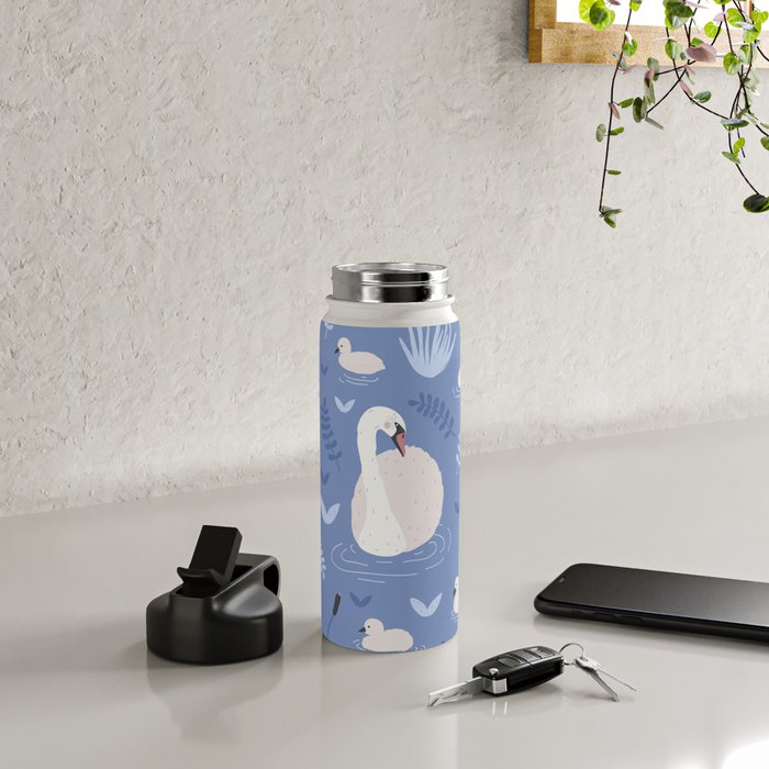 Pastel Periwinkle Swan Lake  Water Bottle Gallery Image 4