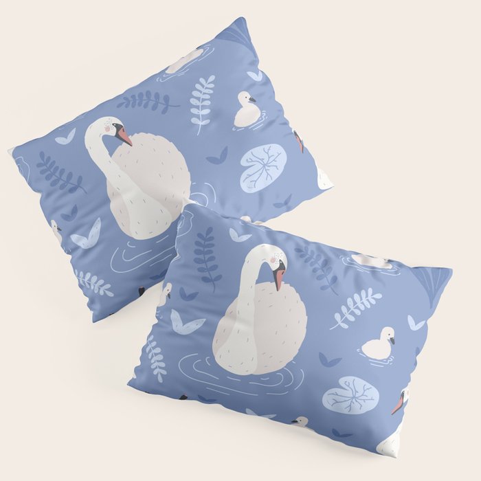 Pastel Periwinkle Swan Lake  Pillow Sham Gallery Image 1