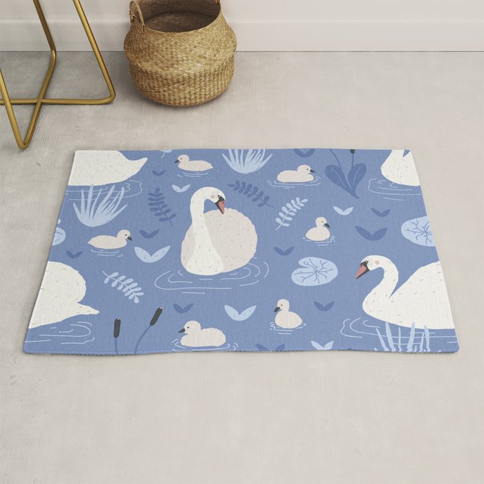 Pastel Periwinkle Swan Lake  Rug Gallery Image 1