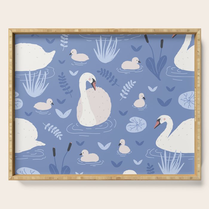 Pastel Periwinkle Swan Lake  Serving Tray Gallery Image 1