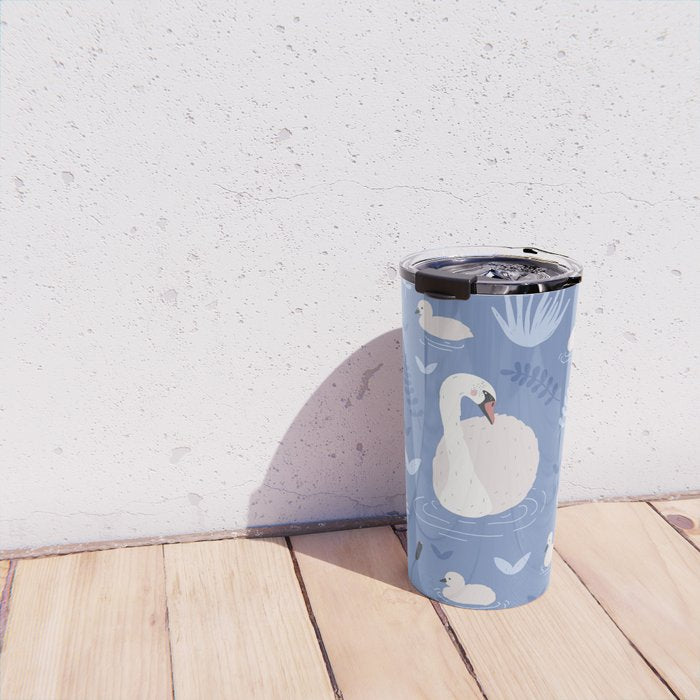 Pastel Periwinkle Swan Lake  Travel Mug Gallery Image 4
