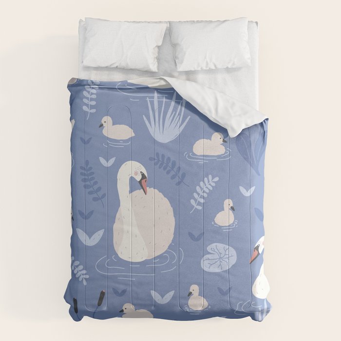 Pastel Periwinkle Swan Lake  Comforter Gallery Image 1