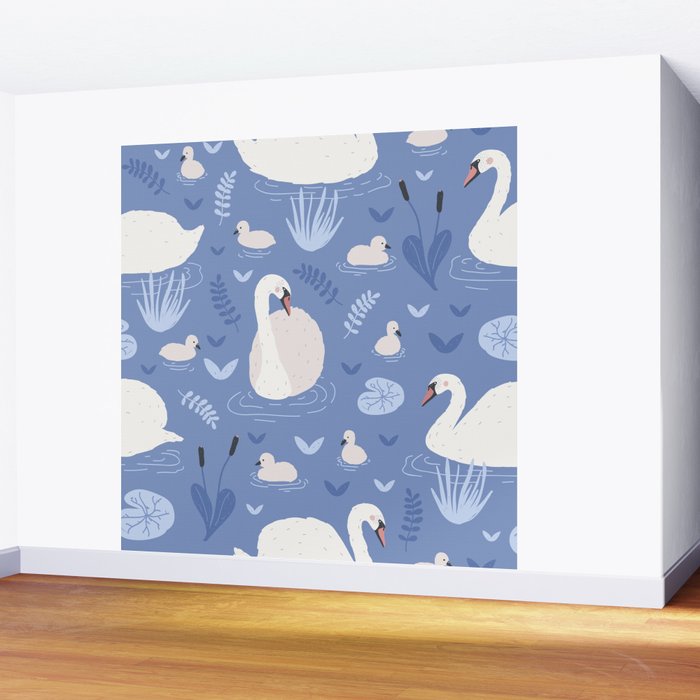 Pastel Periwinkle Swan Lake  Wall Mural Gallery Image 2