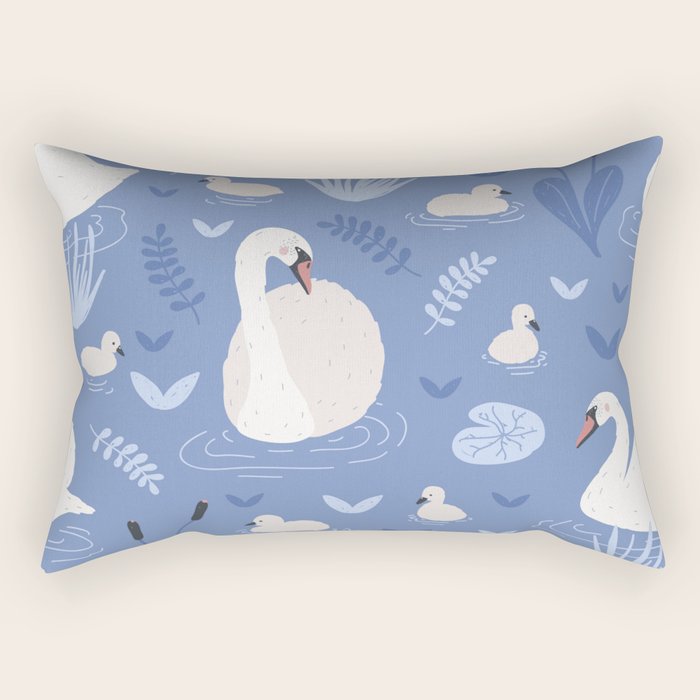 Pastel Periwinkle Swan Lake  Rectangular Pillow Gallery Image 2