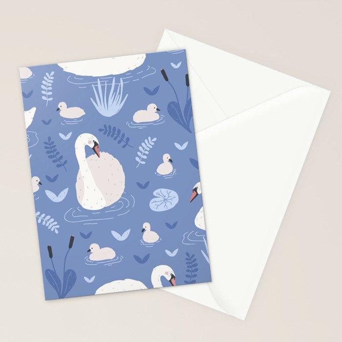 Pastel Periwinkle Swan Lake  Stationery Card Gallery Image 2