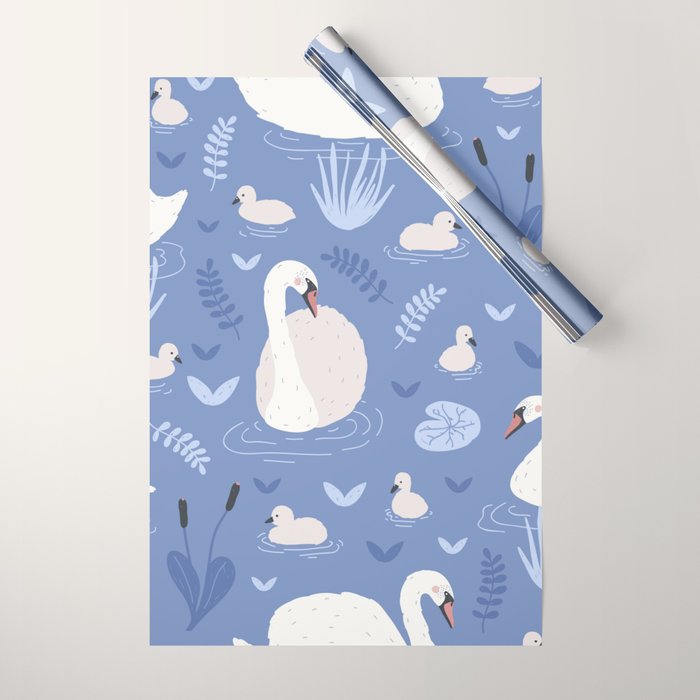 Pastel Periwinkle Swan Lake  Wrapping Paper Gallery Image 1