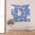 Pastel Periwinkle Swan Lake  Wall Tapestry Gallery Image 2