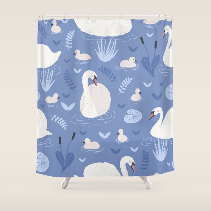 Pastel Periwinkle Swan Lake  Shower Curtain Gallery Image 1