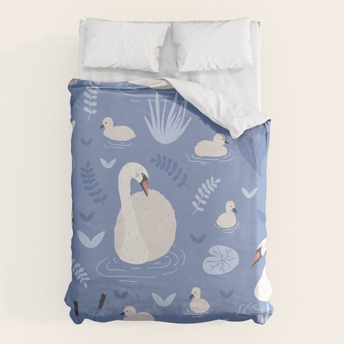 Pastel Periwinkle Swan Lake  Duvet Cover Gallery Image 6