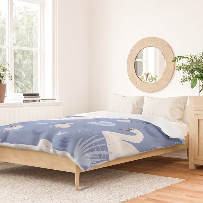 Pastel Periwinkle Swan Lake  Duvet Cover Gallery Image 2
