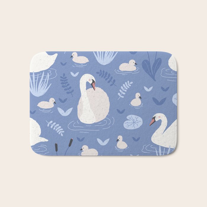 Pastel Periwinkle Swan Lake  Bath Mat Gallery Image 1