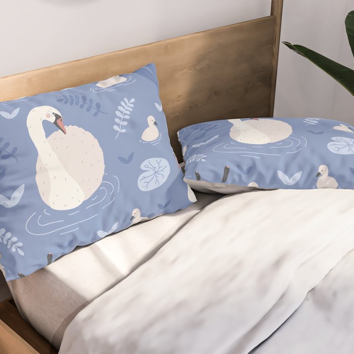 Pastel Periwinkle Swan Lake  Pillow Sham Gallery Image 2