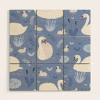 Pastel Periwinkle Swan Lake  Wood Wall Art Gallery Image 1