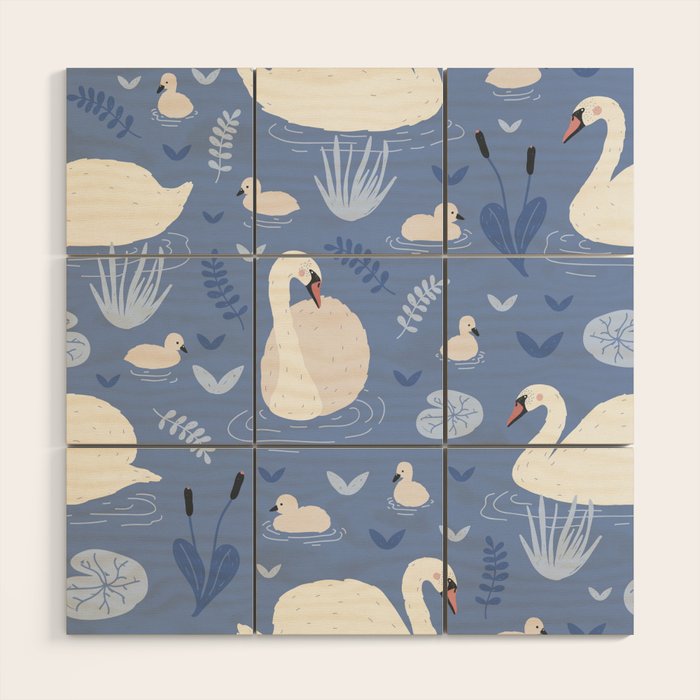 Pastel Periwinkle Swan Lake  Wood Wall Art Gallery Image 1