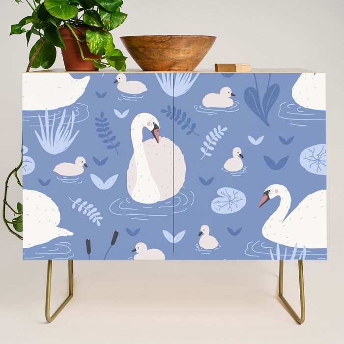 Pastel Periwinkle Swan Lake  Credenza Gallery Image 1