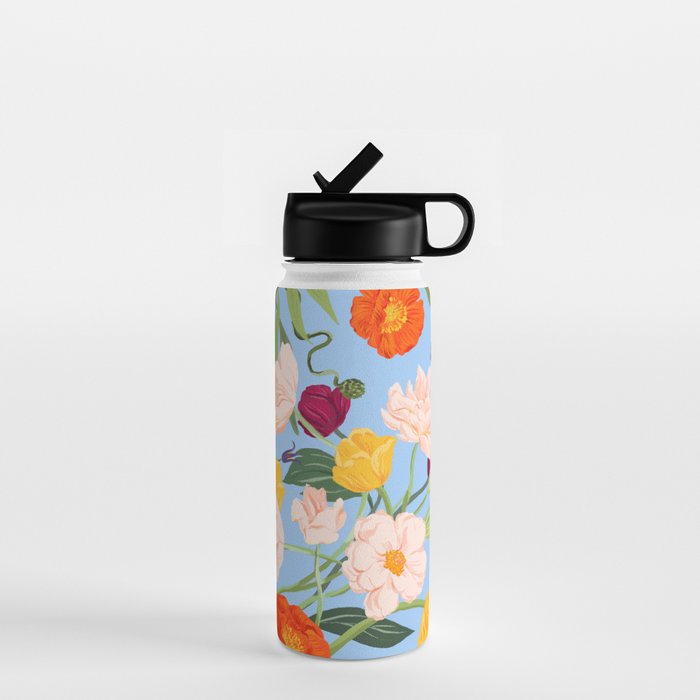 Poppy Garden Blue Water Bottle Gallery Image 1
