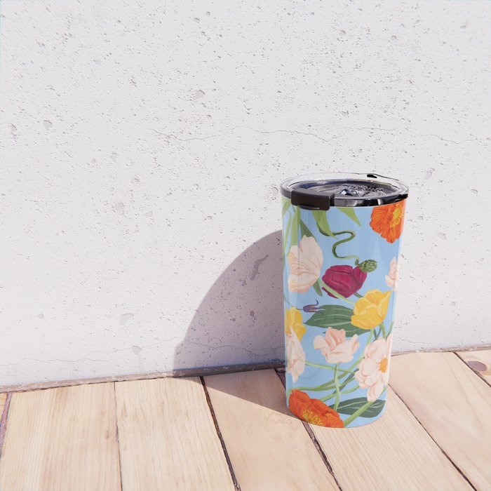 Poppy Garden Blue Travel Mug Gallery Image 4