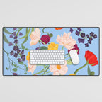 Poppy Garden Blue Desk Mat Gallery Image 1