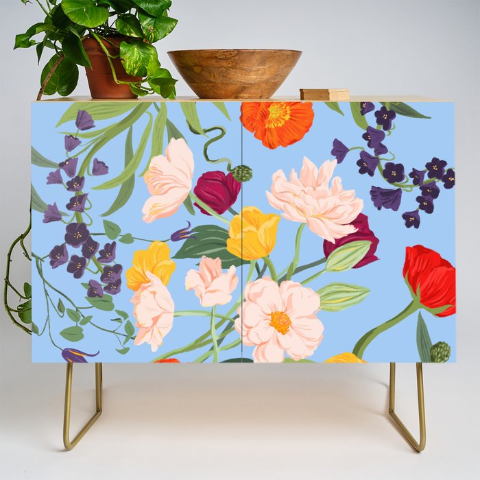 Poppy Garden Blue Credenza Gallery Image 1