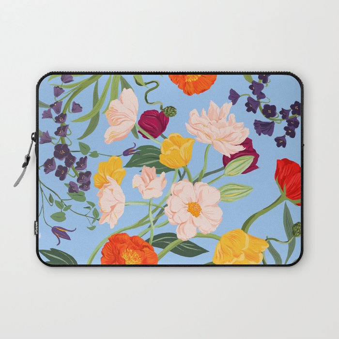 Poppy Garden Blue Laptop Sleeve Gallery Image 1