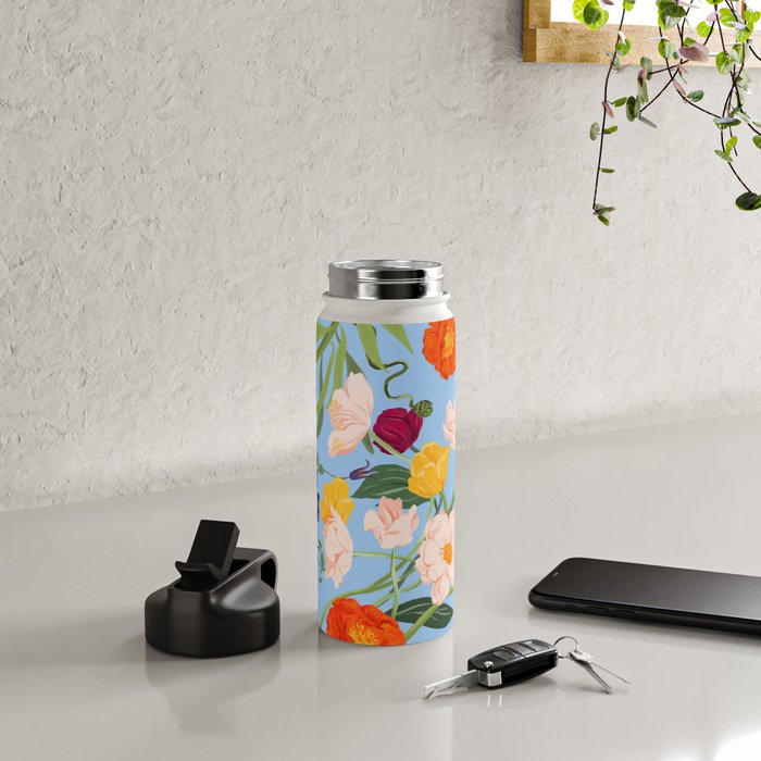 Poppy Garden Blue Water Bottle Gallery Image 4