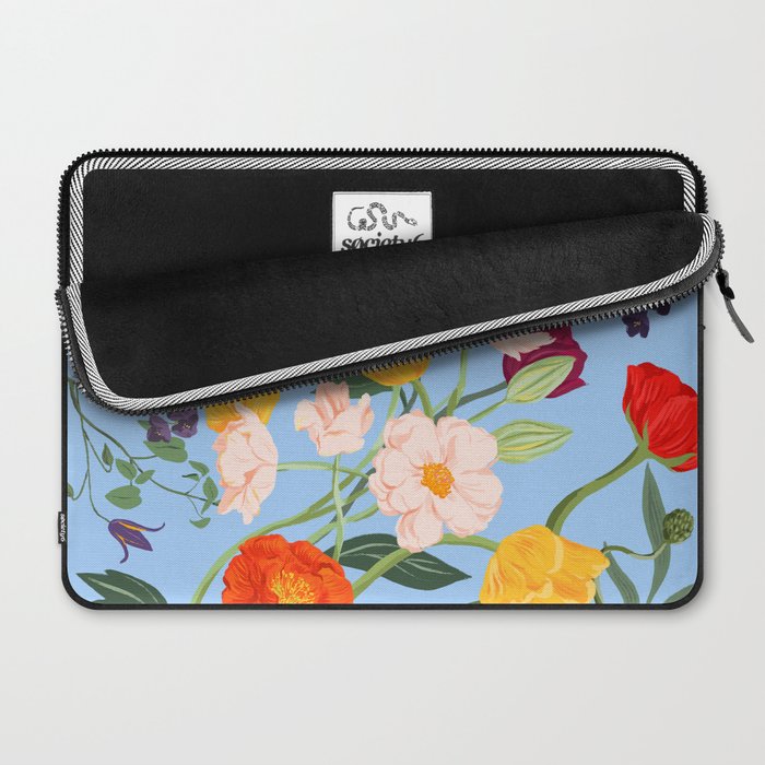 Poppy Garden Blue Laptop Sleeve Gallery Image 2