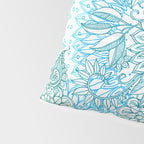 Turquoise Blue, Teal & White Protea Doodle Pattern Pillow Sham Gallery Image 4