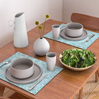 Turquoise Blue, Teal & White Protea Doodle Pattern Placemat Gallery Image 2