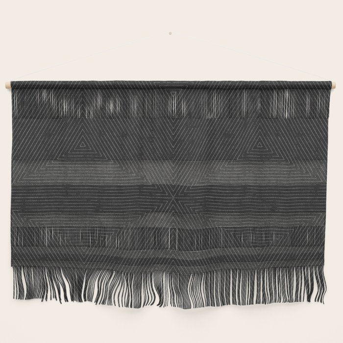 boho triangle stripes - charcoal Wall Hanging Gallery Image 1