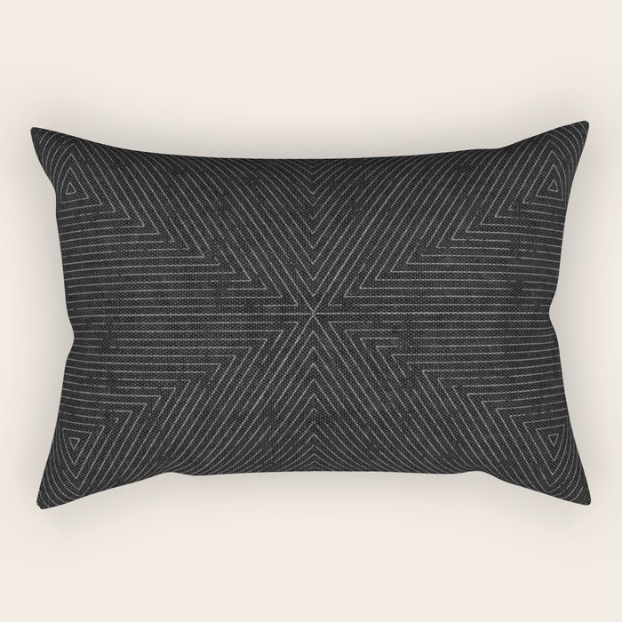 boho triangle stripes - charcoal Rectangular Pillow Gallery Image 2