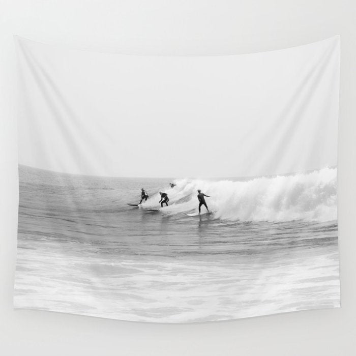 Malibu Surfing Photography Wall Tapestry Gallery Image 1