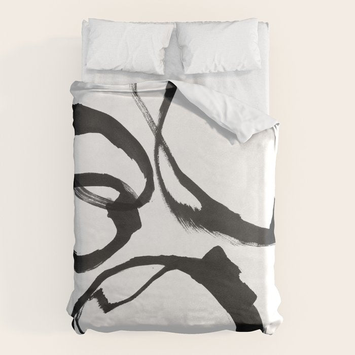 Minimalist Abstract Black Ink Painting Rings 2 Duvet Cover Gallery Image 6