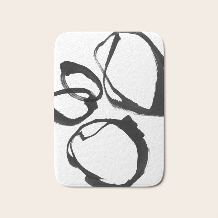 Minimalist Abstract Black Ink Painting Rings 2 Bath Mat Gallery Image 1