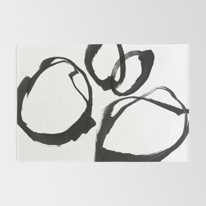 Minimalist Abstract Black Ink Painting Rings 2 Rug Gallery Image 2