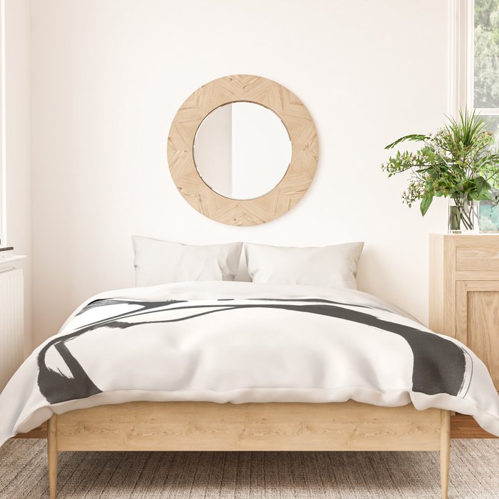 Minimalist Abstract Black Ink Painting Rings 2 Duvet Cover Gallery Image 3