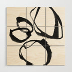 Minimalist Abstract Black Ink Painting Rings 2 Wood Wall Art Gallery Image 1