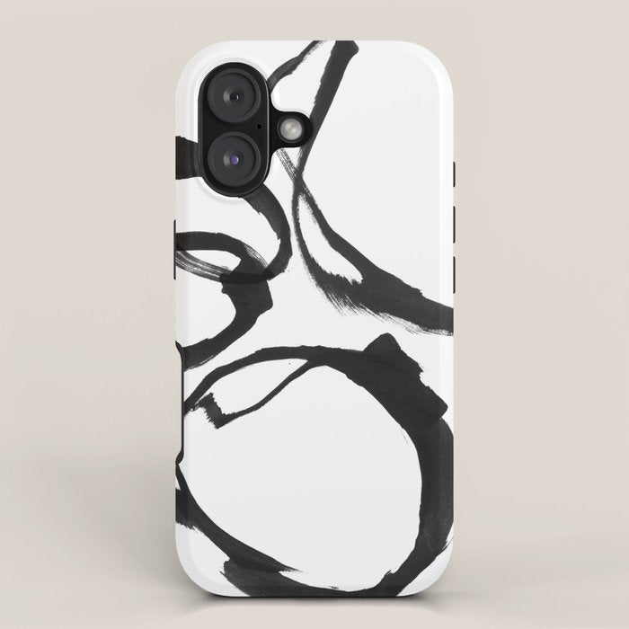 Minimalist Abstract Black Ink Painting Rings 2 iPhone Case Gallery Image 1