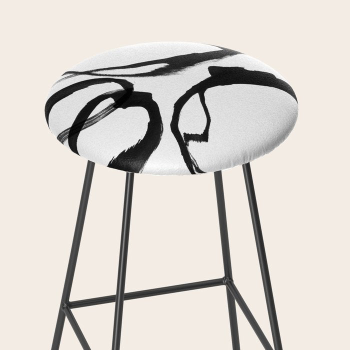 Minimalist Abstract Black Ink Painting Rings 2 Stool Gallery Image 2