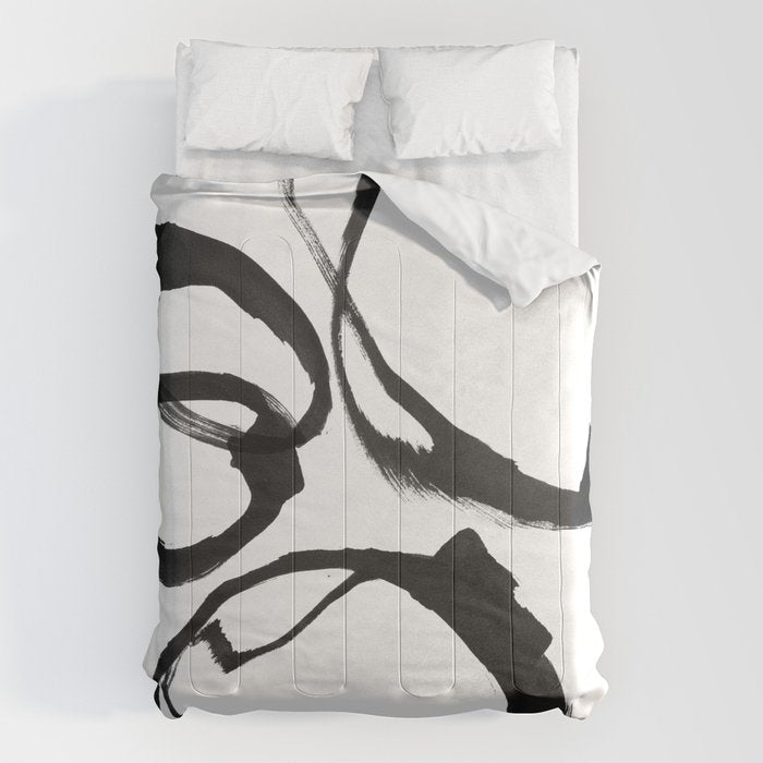 Minimalist Abstract Black Ink Painting Rings 2 Comforter Gallery Image 6