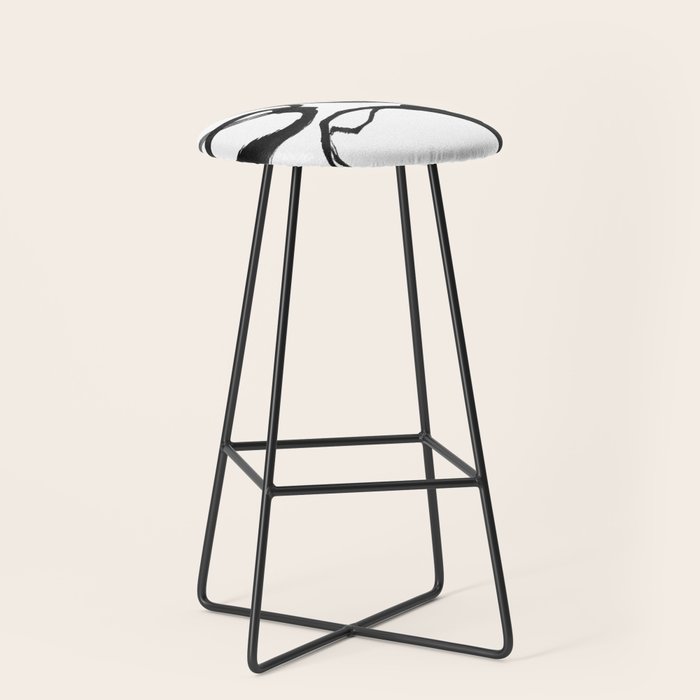 Minimalist Abstract Black Ink Painting Rings 2 Stool Gallery Image 1